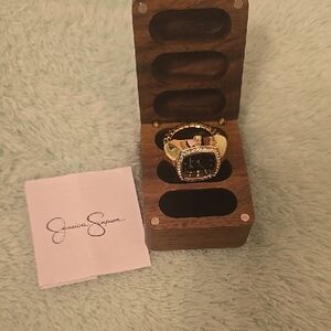 Jessica Simpson Gold Ring with Black Square Face